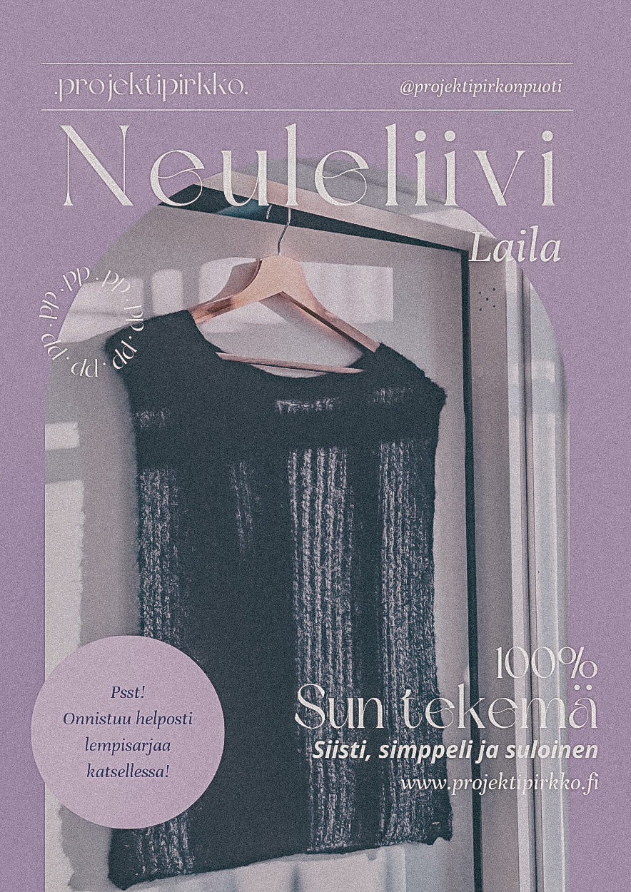 Ladattava PDF-neuleohje: helppo neuleliivi nimeltä LAILA